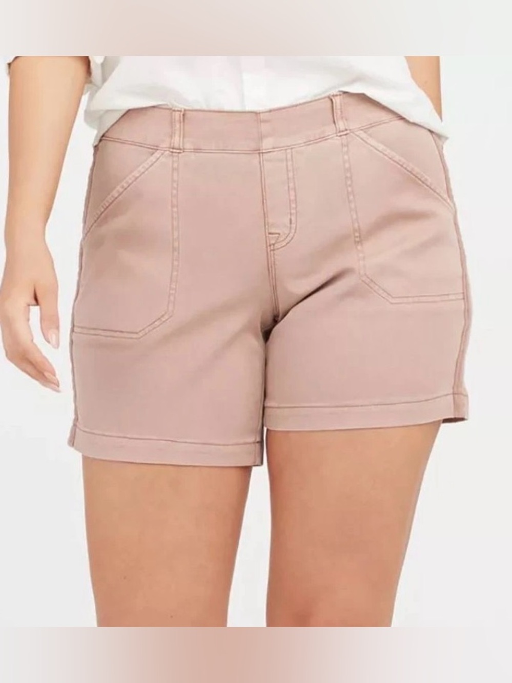 SPANX‎ Mauve Pink 6" Twill Stretch Pull On Shorts Size Large